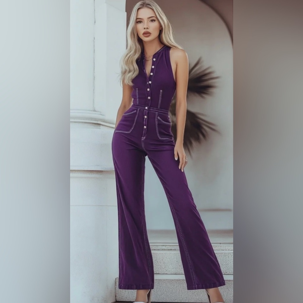 Elegant Plum Sleeveless Jumpsuit